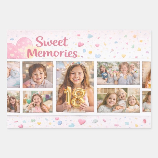 Papier Cadeau avec un Collage de Photos Mignon ave (Devant 3)