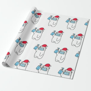 PAPIER CADEAU AVEC UN OURS MIGNON AVEC MASQUE ET D