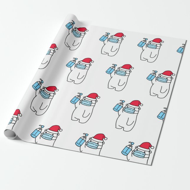 PAPIER CADEAU AVEC UN OURS MIGNON AVEC MASQUE ET D (Déroulé)