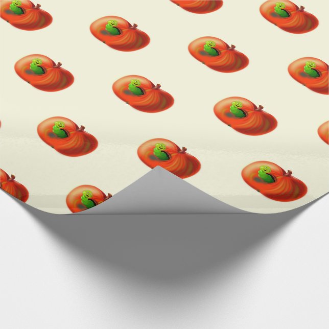 Papier Cadeau avec Ver de Terre Heureux dans une P (Coin)