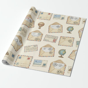 Papier Cadeau Aventure de courrier aérien vintage (4)