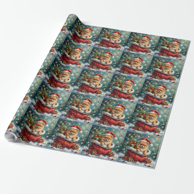 Papier Cadeau Aventure de sac de Noël de Poméranie (Déroulé)
