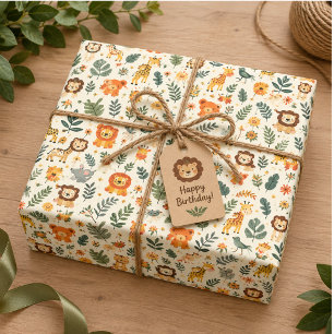 Papier Cadeau Aventure Jungle Wild One 1er Anniversaire