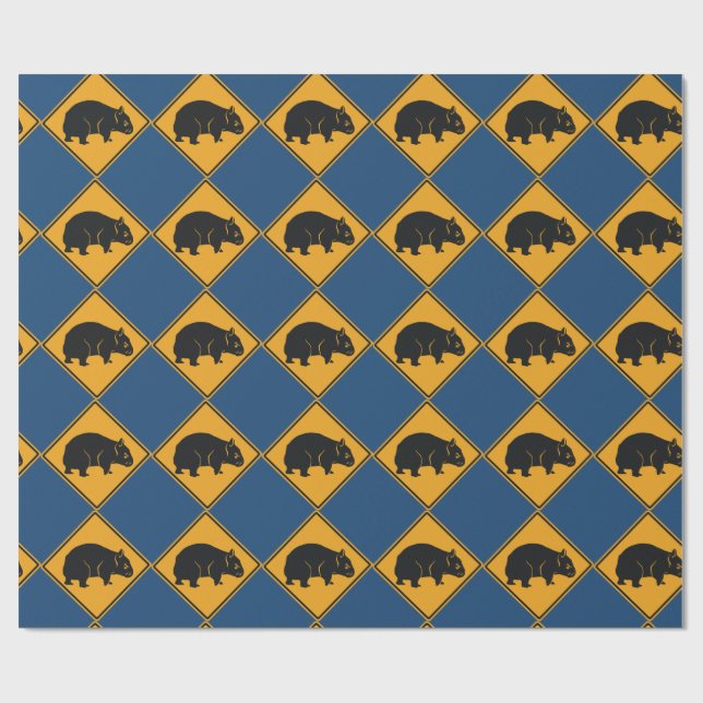 Papier Cadeau Avertissement Wombat Crossing (Plat)