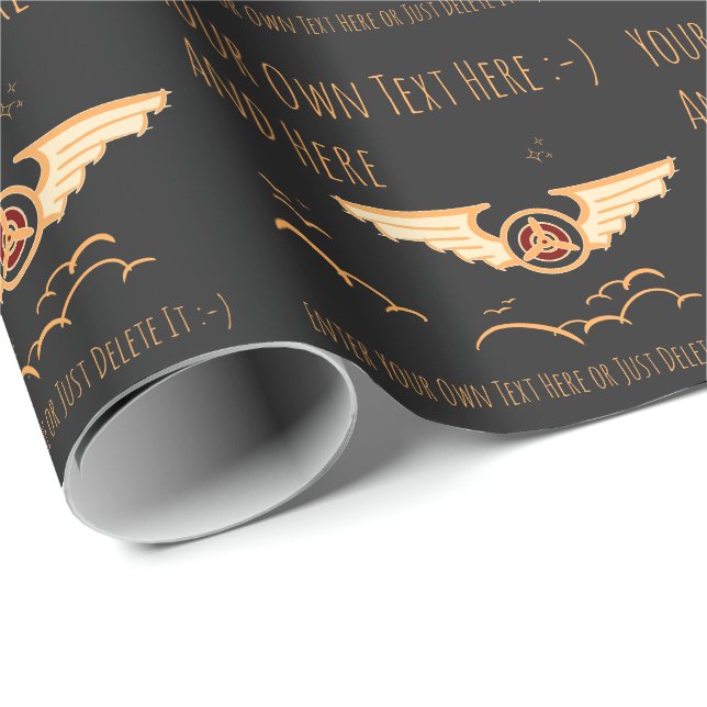 Papier Cadeau Aviation. Pilot, Aircraft, Airforce Gift Template (Coin rond)