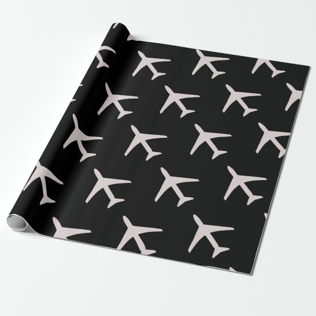 Papier Cadeau Avion gris funky Black Arrière - plan Pilot Aviati (Déroulé)