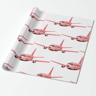 Papier Cadeau Avion rose