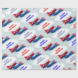 Papier Cadeau Avion Vintage Airforce Spectacle Aérien Aviateur R