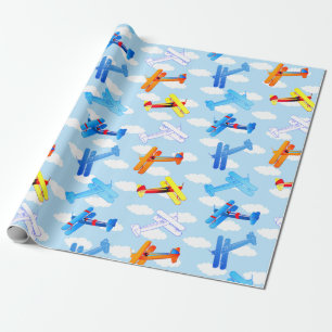 Papier Cadeau Avion Vintage Aviateur Aviation Force Aérienne Pil