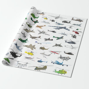 Papier Cadeau Avions et hélicoptères colorés