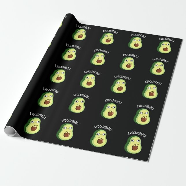 Papier Cadeau Avoc adorable Funny Avocado Pun Dark BG (Déroulé)