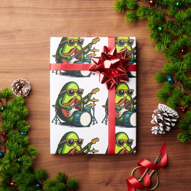 Papier Cadeau Avocado Guitariste Cool Fruit Band (Cadeau de vacances)