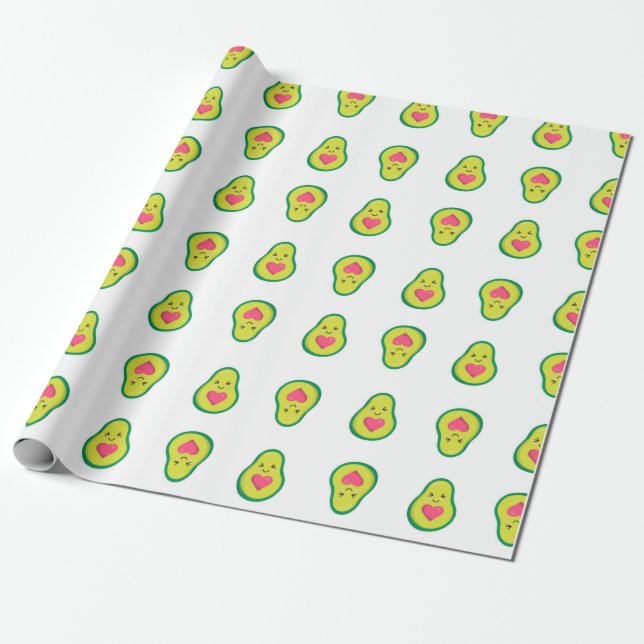 Papier Cadeau Avocado Hearts tendance (Déroulé)