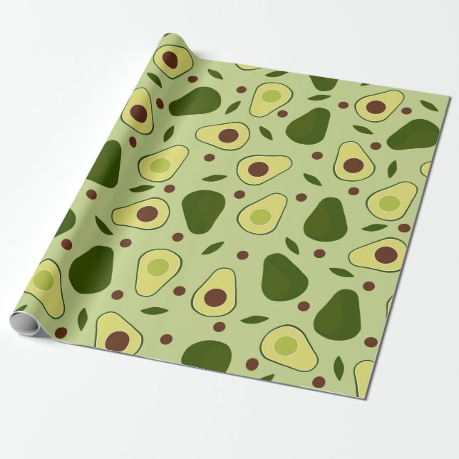 Papier Cadeau Avocados et feuilles (Déroulé)