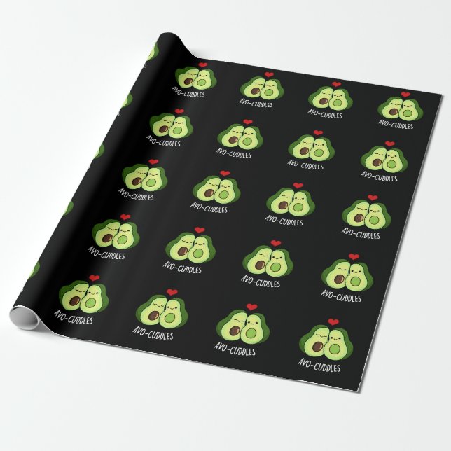 Papier Cadeau Avocuddin Drôle Avocado Couple Pun Dark BG (Déroulé)