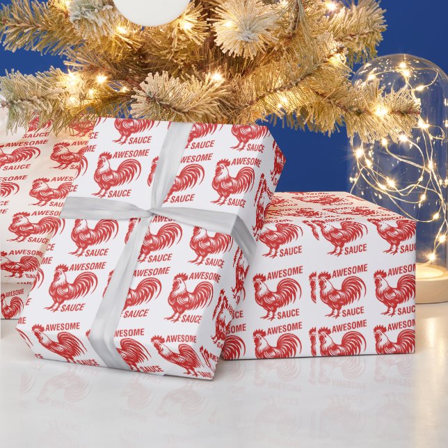 Papier Cadeau Awesome Rooster de sauce drôle (Vacances)
