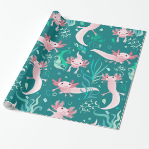 Papier Cadeau Axolotls roses Alotta sur papier d'enveloppement T