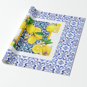 Papier Cadeau Azulejo citron vert tuiles portugaises