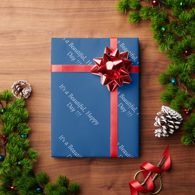 Papier Cadeau Azure Blue profond 004080 - Message personnalisé o (Cadeau de vacances)