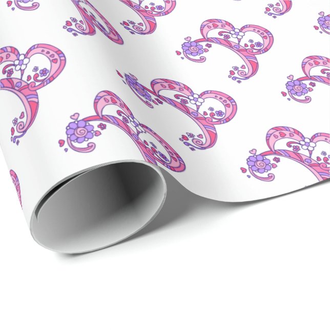 Papier Cadeau B lettre monogramme papier d'emballage personnalis (Coin rond)