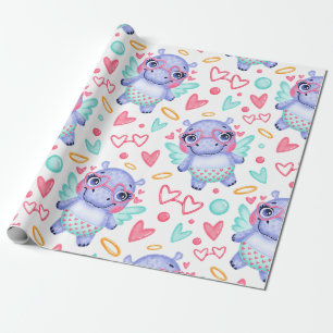 Papier Cadeau Babby Hippo avec lunettes de soleil en forme de co