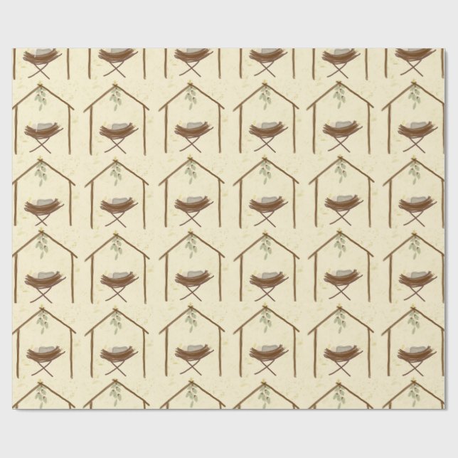 Papier Cadeau Babe in a manger Christmas wrap (Plat)