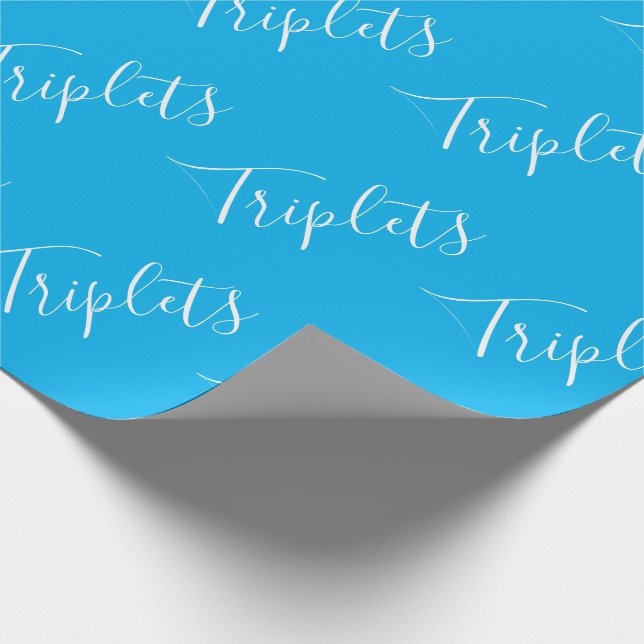 Papier Cadeau Baby Boy Blue Triplet Boys Script (Coin)