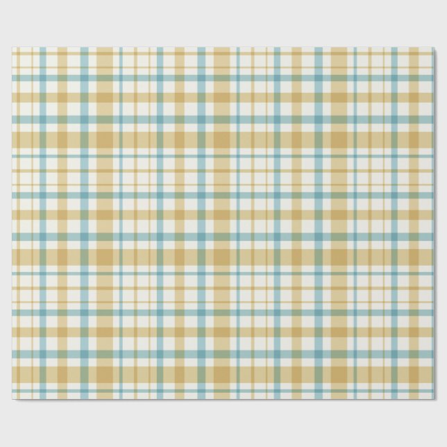 Papier Cadeau Baby Boy Gift Wrap | Blue Gingham Check (Plat)