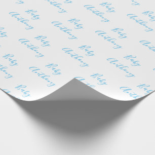 Papier Cadeau Baby Boy Script Bleu Douche Nom personnalisé