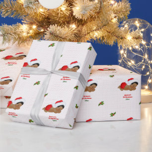 Papier Cadeau Baby Christmas Red Santa Hat Dot