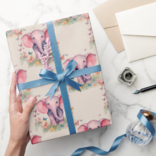 Papier Cadeau Baby Elephant Girl