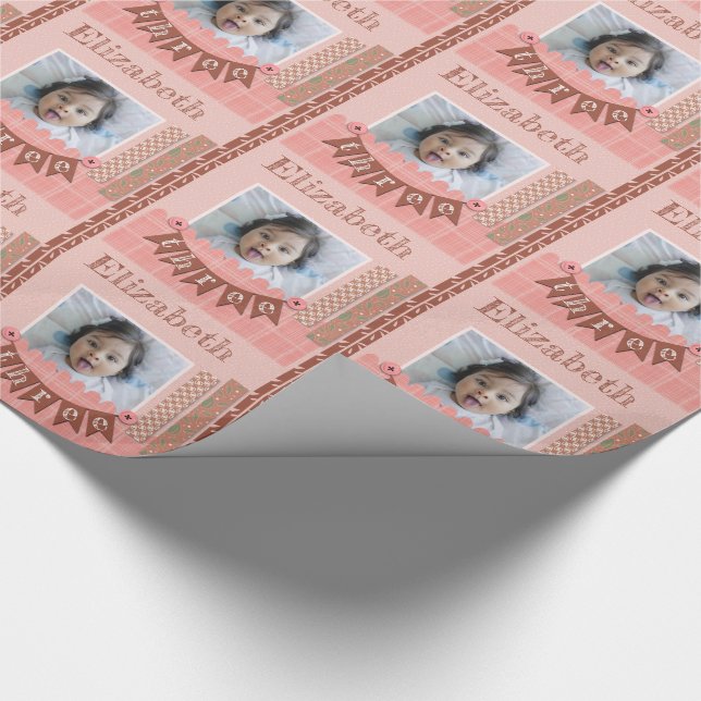 Papier Cadeau Baby Girl 3e anniversaire Pink Scrapbooking (Coin)