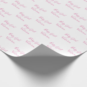 Papier Cadeau Baby Girl Script rose Nom personnalisé