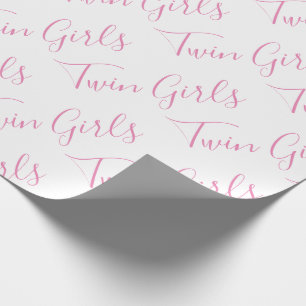Papier Cadeau Baby Girl Script rose Twin Girls