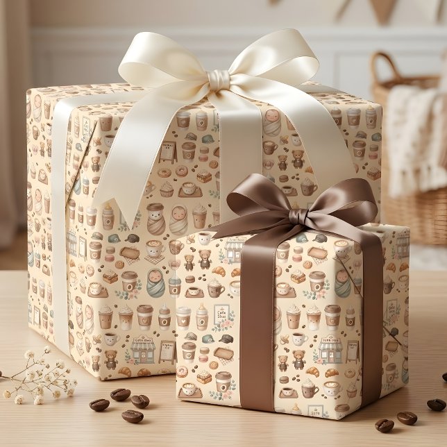 Papier Cadeau Baby Is Brewing Fête de Bébé Café (Créateur téléchargé)