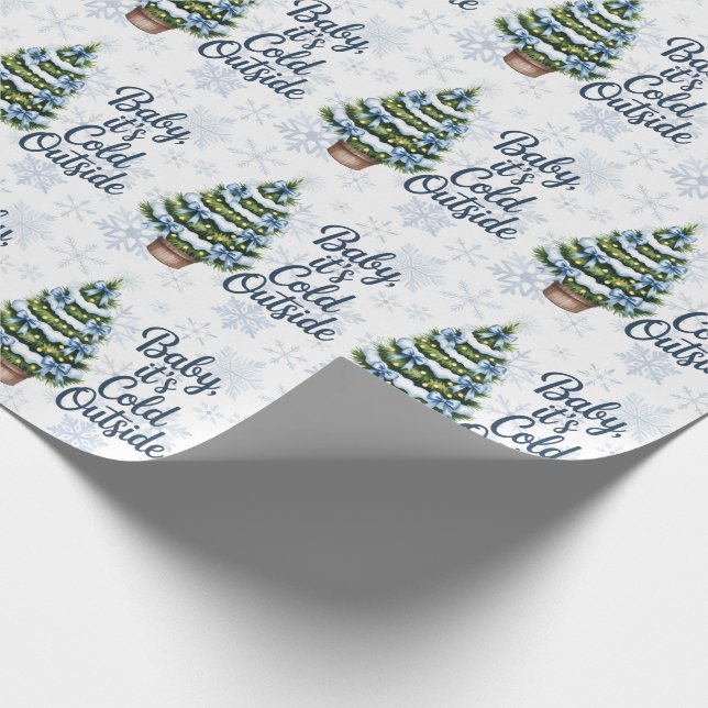 Papier Cadeau Baby, It’s Cold Outside Winter Boy Baby Shower (Coin)