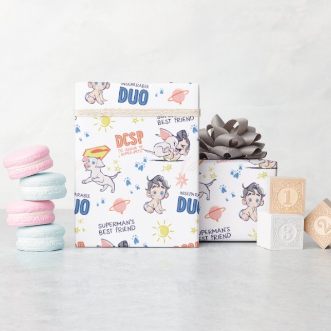 Papier Cadeau Baby Krypto & Superman Motif (Baby Shower)