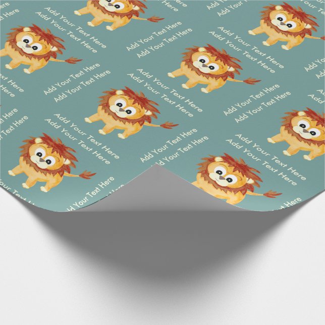Papier Cadeau Baby Lion Cub Cute Enfants Anniversaire Personnali (Coin)