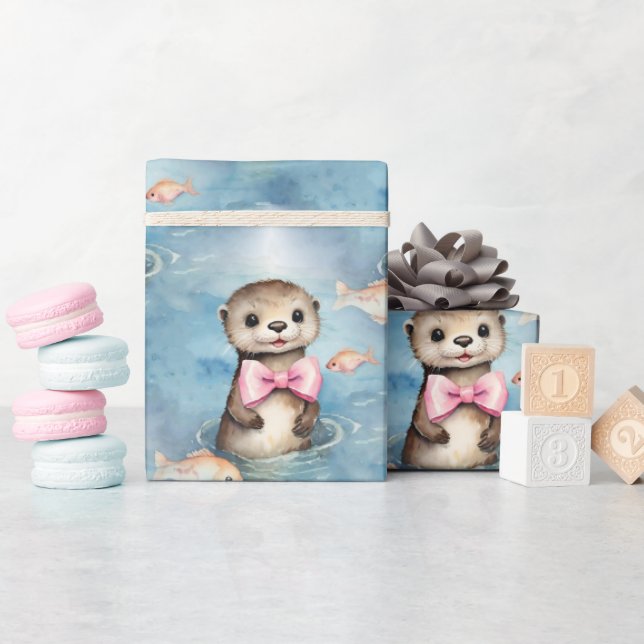 Papier Cadeau Baby Otter Girl (Baby Shower)