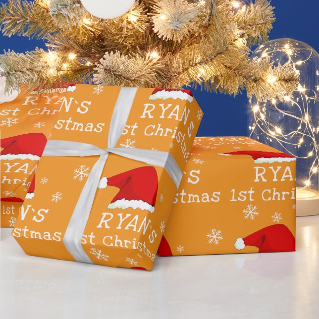 Papier Cadeau Baby`s First Christmas Red Santa Hat Snowflake (Vacances)