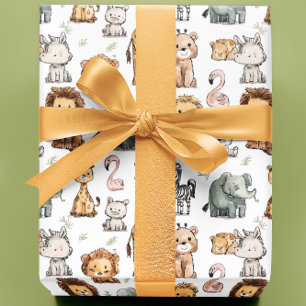 Papier Cadeau Baby shower animal de la Jungle Cute Safari