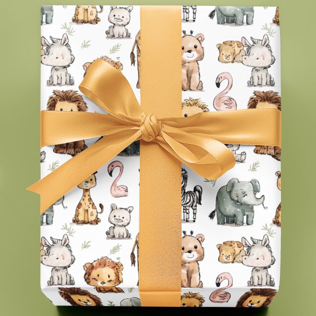 Papier Cadeau Baby shower animal de la Jungle Cute Safari (Créateur téléchargé)
