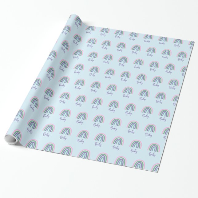 Papier Cadeau Baby shower arc-en-ciel (Déroulé)