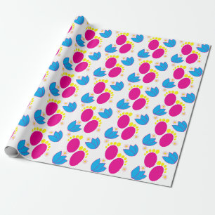 Papier Cadeau Baby Shower Bébé Fille Pieds de Bébé Floral Coloré