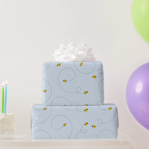 Papier Cadeau Baby shower Bleu des abeilles sans pareille