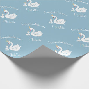 Papier Cadeau Baby shower Blue Boy Swan
