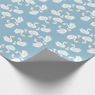Papier Cadeau Baby shower Blue Boy Swan