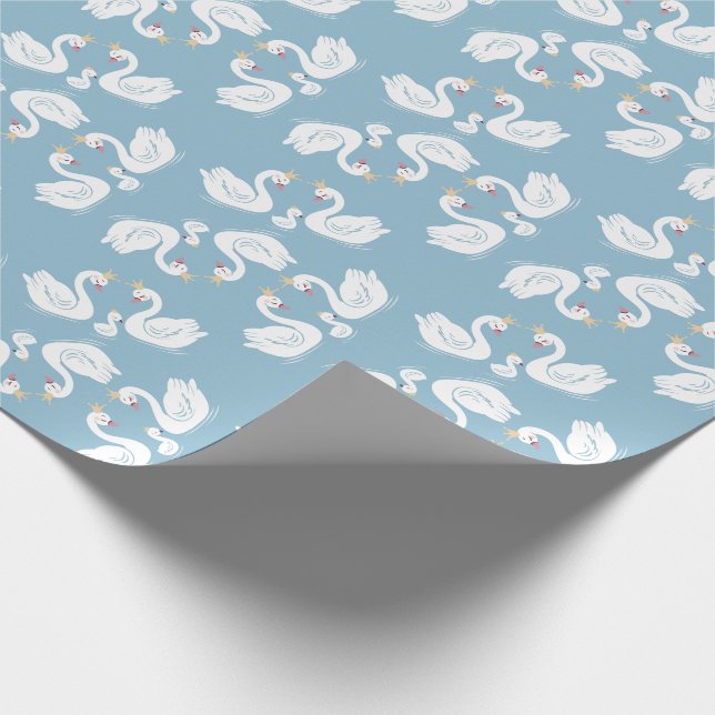 Papier Cadeau Baby shower Blue Boy Swan (Coin)