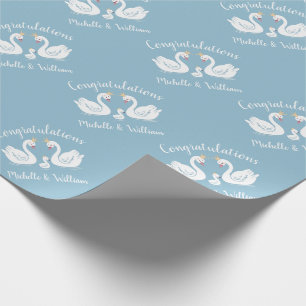 Papier Cadeau Baby shower Blue Boy Swan