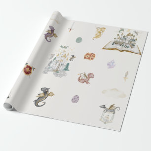 Papier Cadeau Baby Shower Bohème Conte de Fées Dragon